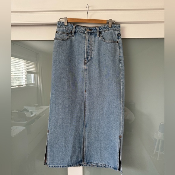 Denim Maxi Skirt / Still Here New York sz 29 - Picture 4 of 8